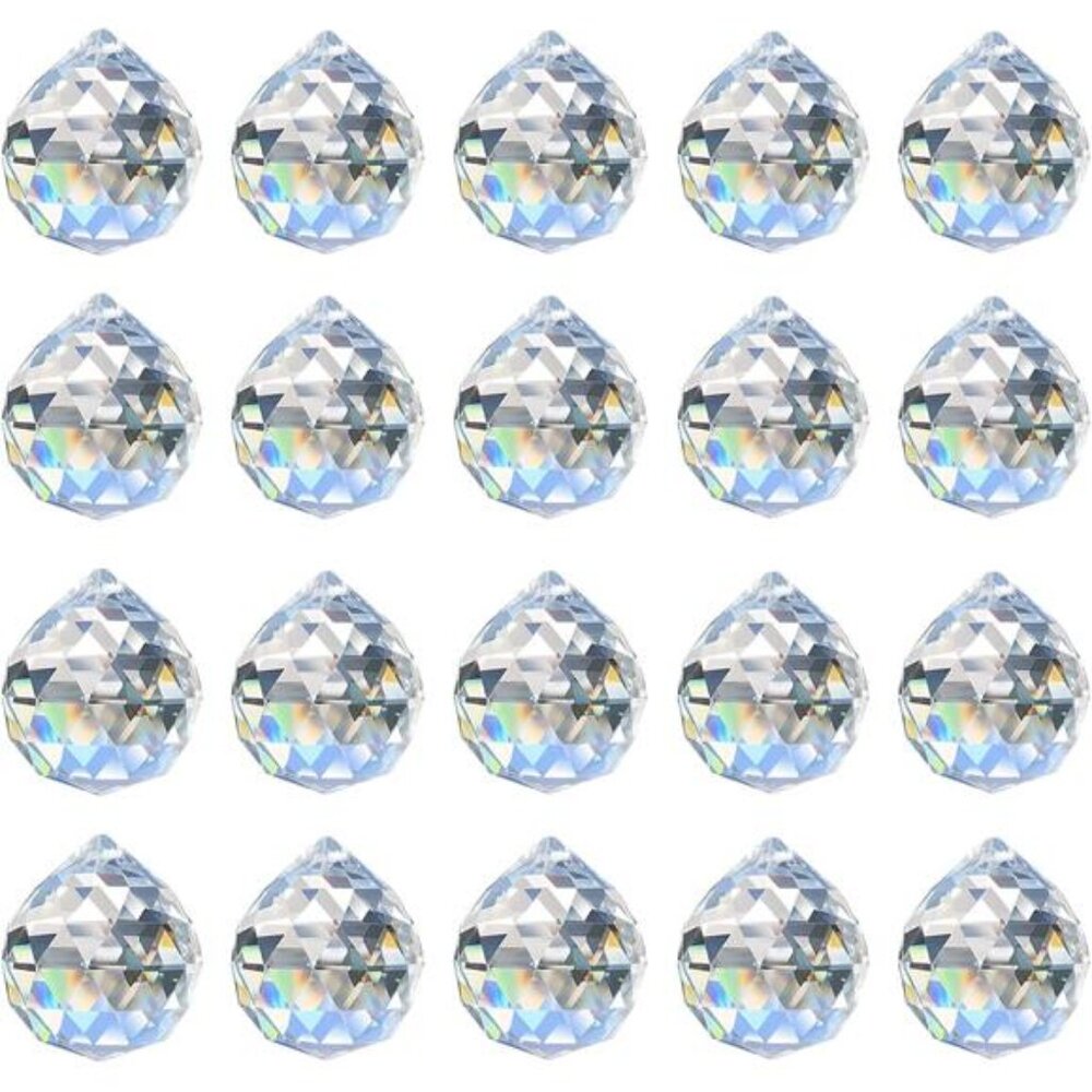20pcs 0.8"/20mm Crystal Suncatcher Prism for Windows Hanging, Crystal Prisms